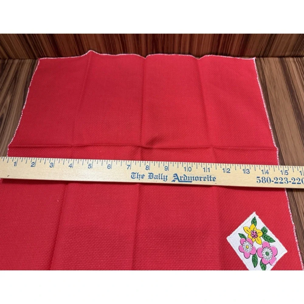 Vintage-Style Handmade Napkin Set Red Floral Applique Country Cottage‎ Farmhouse